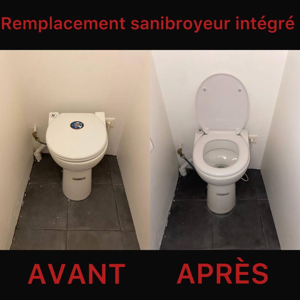 Remplacement d'un sanibroyeur intégré : avant / après